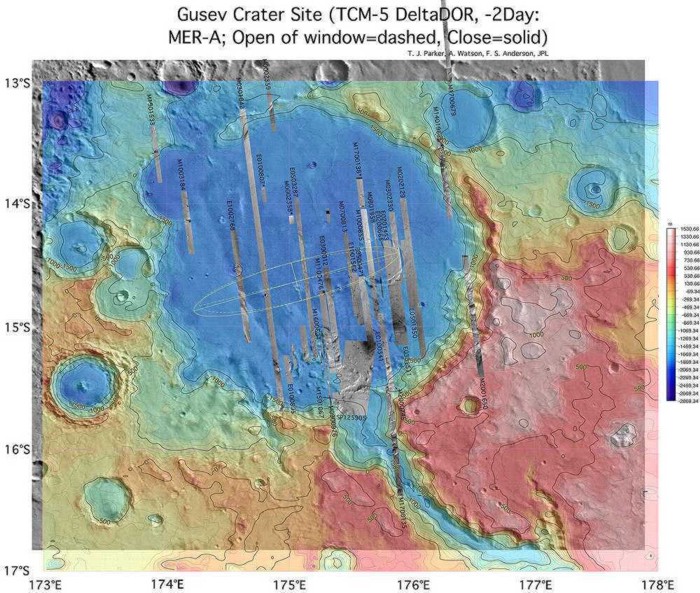 Gusev Krater schematisch und Nahaufnahmen